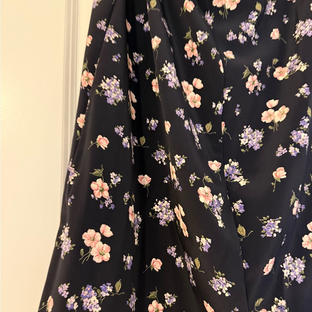 Floral Black Midi Skirt